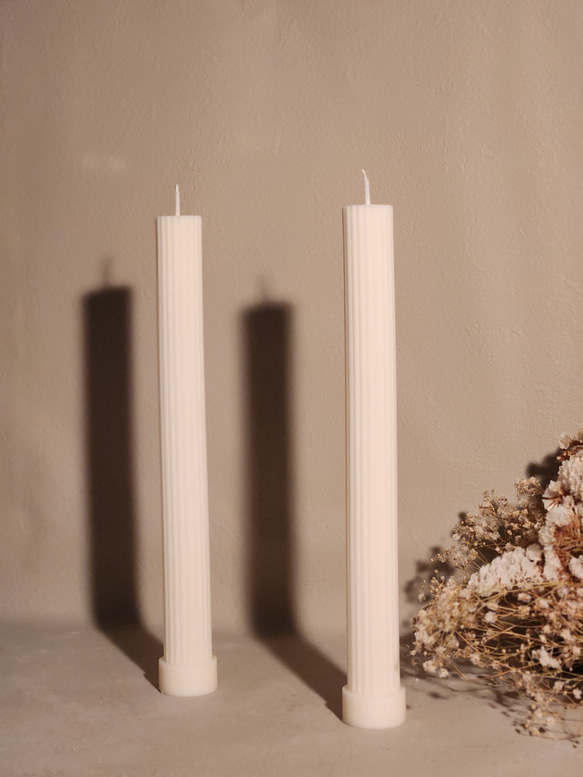 Ribbed Slim pillar Candle リブ　スリム　ピラーキャンドル 1枚目の画像
