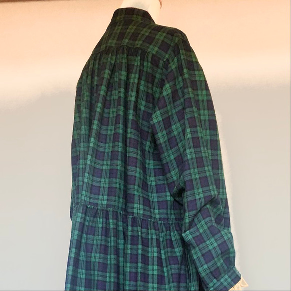 ローヤルタータン緑×紺　ワンピース　受注製作 8枚目の画像