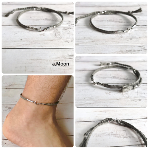 通販でクリスマス 4セット限定再販》大人な足元〜Moon Star〜ペアメタルミサンガ & アンクレット