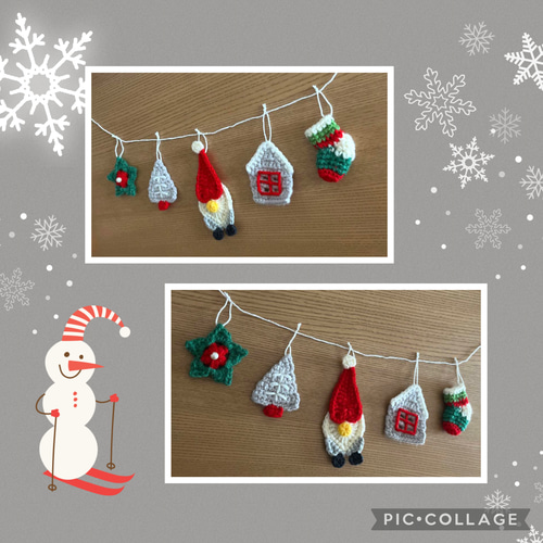 北欧の妖精トムテノームクリスマスガーランドミニチュアオーナメント