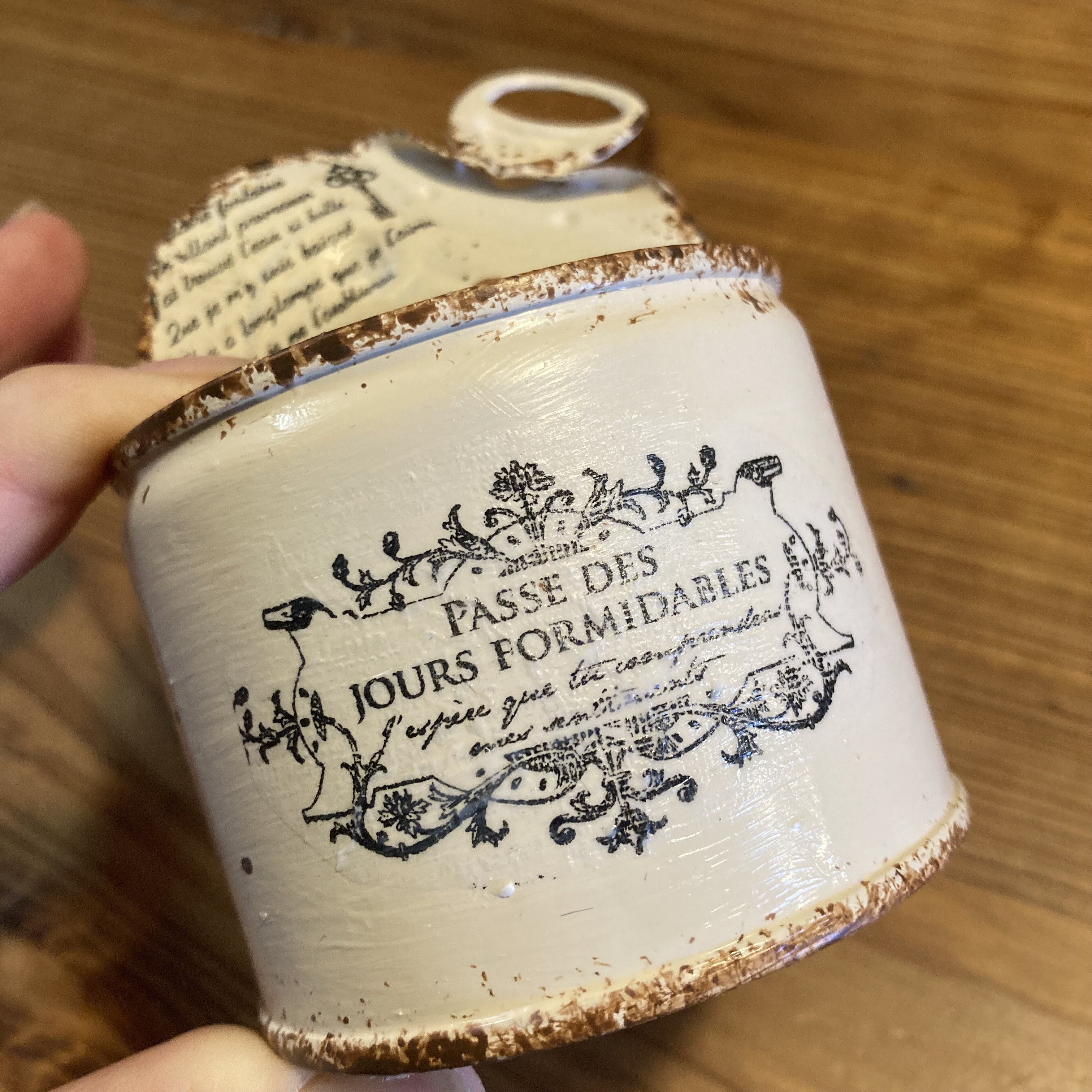 リメ缶 リメイク缶 リメ鉢☘️革タグ付き あかる