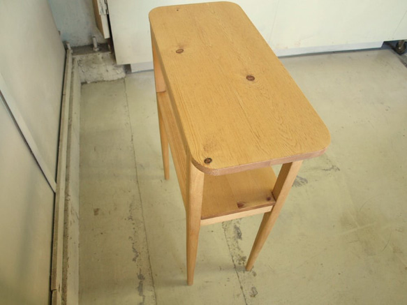コンソールテーブル003 60×75×27 送料無料　無垢丸脚テーパード玄関モミの木 9枚目の画像