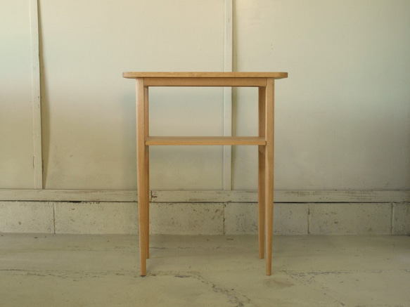コンソールテーブル003 60×75×27 送料無料　無垢丸脚テーパード玄関モミの木 2枚目の画像