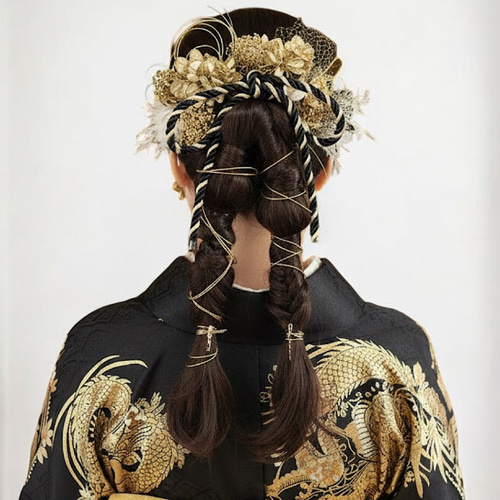 和装髪飾り　シャンパンゴールド✕ブラック成人式髪飾り卒業式袴髪飾り ゴールドの髪飾り 髪飾り 成人式 成人式髪飾り 卒業式 卒業式髪