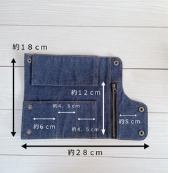 岡山デニム『ペン立てになる』　ロールペンケース　2way　ペンスタンド　筆箱　インディゴ 5枚目の画像