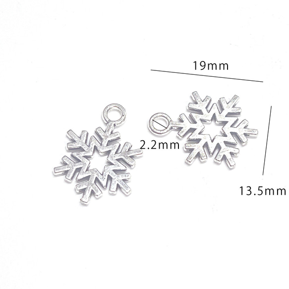 特價「4 件 300 日元，含運費」 ejp425 約 13.5*19 毫米 雪花吊飾 古董銀 第3張的照片