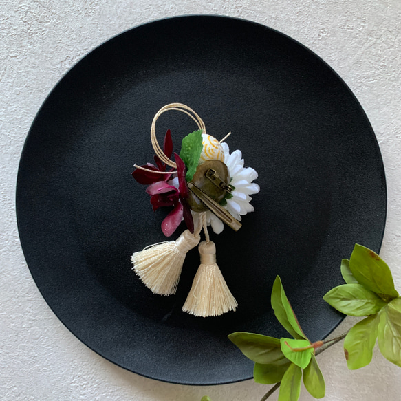 1121バーガンディの蘭　髪飾り　ヘアアクセサリー　成人式　卒業式　アーティフィシャルフラワー　　七五三 4枚目の画像