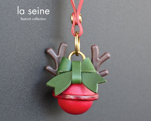 クリスマスベルのレザーチャーム キーホルダー 本革チャーム 本革製