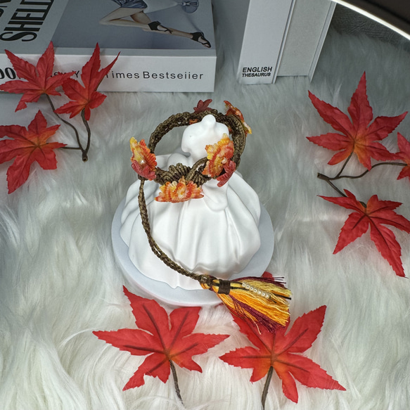 秋のおすすめ　もみじマクラメブレスレット　紅葉　タッセル(今のところ再販予定なし) 6枚目の画像