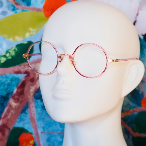 ラウンド型フレーム○-○｜クリアピンク｜老眼鏡、だて、近視用・乱視