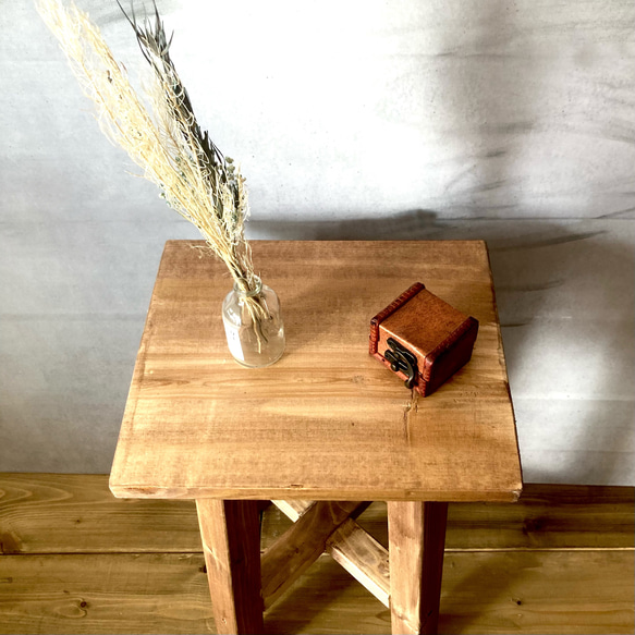 【割引】木製 ハイスツール　サイドテーブルとしても使える！　四角い　イス　アンティーク風　チェアー　 ブラウン　ロング 9枚目の画像
