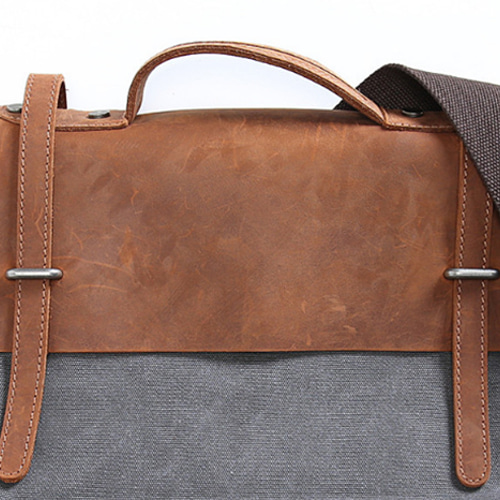 本革×帆布 男性ショルダーバッグショルダーバッグ郵便配達バッグ大容量