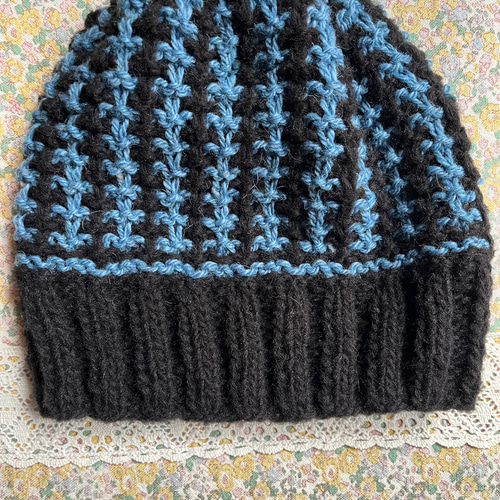 ふんわりストライプニット帽⭐︎ブラック ニット帽・ビーニー **putie