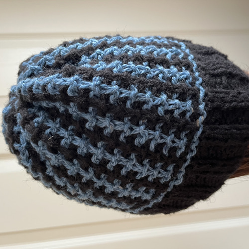 ふんわりストライプニット帽⭐︎ブラック ニット帽・ビーニー **putie