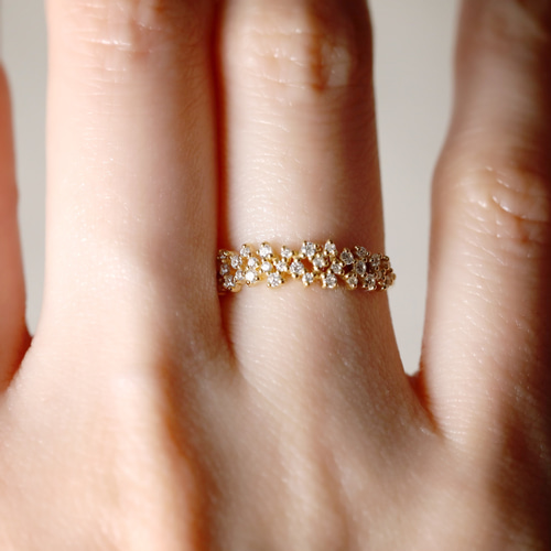 K18・プラチナ〉sparkleメレダイヤモンドリング<VR097> 指輪・リング