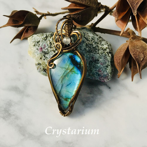 ラブラドライトのワイヤーワークペンダント ◇月夜◇ ネックレス 