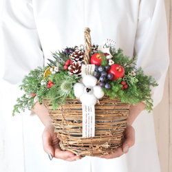 年末ギフトや自分ご褒美に♪生の贅沢クリスマスバスケット＊フレッシュからドライに変化＊Creema限定＊ 1枚目の画像