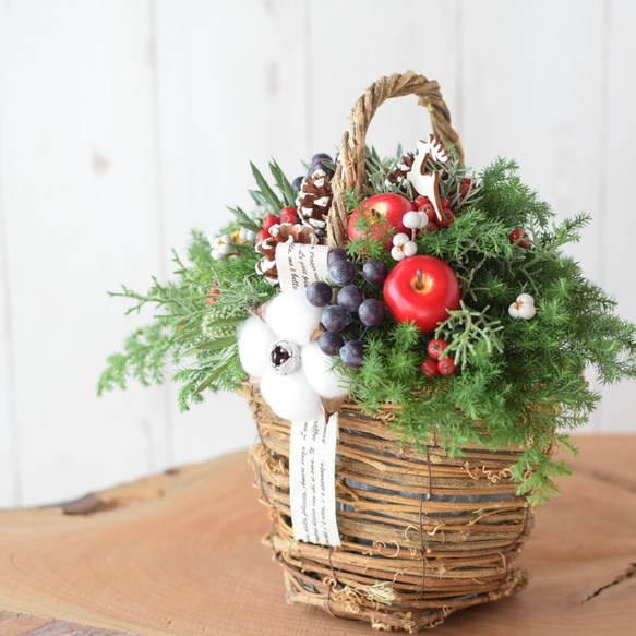 年末ギフトや自分ご褒美に♪生の贅沢クリスマスバスケット＊フレッシュからドライに変化＊Creema限定＊ 4枚目の画像