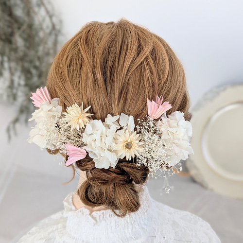 ライトブルー♡金箔付♡髪飾り ヘッドドレス 前撮り 成人式 卒業式 七五三 ライトブルー♡金箔付♡髪飾り ヘッドドレス 前撮り 成人式 卒業式