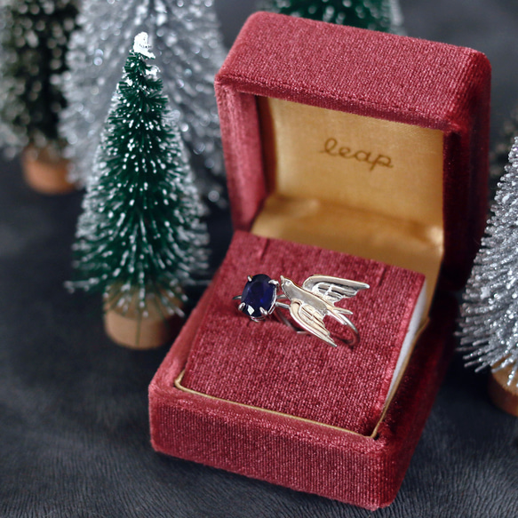 聖誕限量套裝：燕子和藍色藍寶石戒指（均碼） 第6張的照片