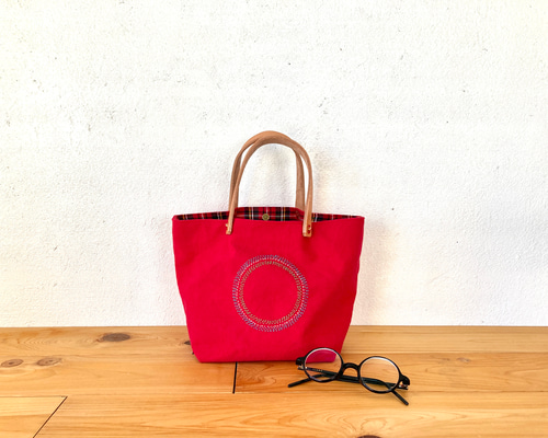 赤いシンプルトートバッグ トートバッグ03 BOX 赤 / 8号帆布 | aoya