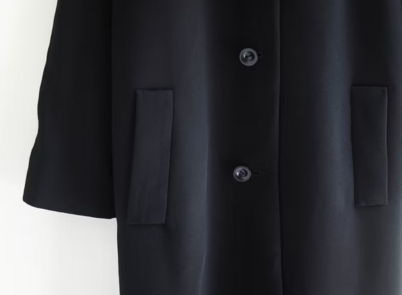 d'reread-af墨黑純色簡約 古董中磅長版大衣外套 dustcoat jacket 第3張的照片