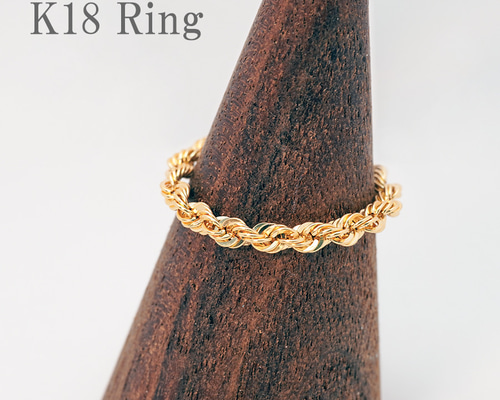 K18ロープリング　今日までのお値下げです K18YG ロープチェーン クオーレ リング ダブル k18 リング 指輪
