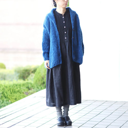 【Yuka-chan專用】蓬鬆馬海毛手工針織外套針織開襟衫（寶藍色） 第5張的照片