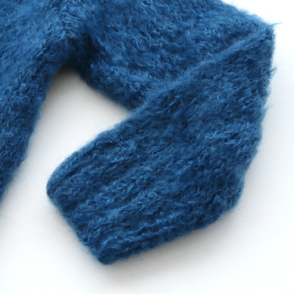 【Yuka-chan專用】蓬鬆馬海毛手工針織外套針織開襟衫（寶藍色） 第11張的照片