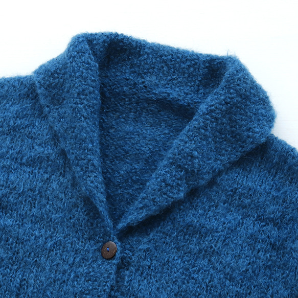 【Yuka-chan專用】蓬鬆馬海毛手工針織外套針織開襟衫（寶藍色） 第10張的照片