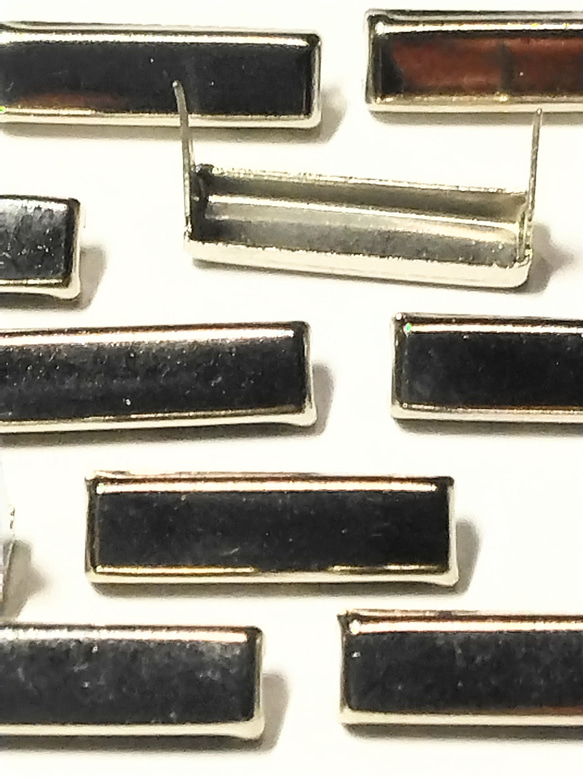 スタッズ レザークラフト 材料 長方形12ミリ平面 銀 200個セット