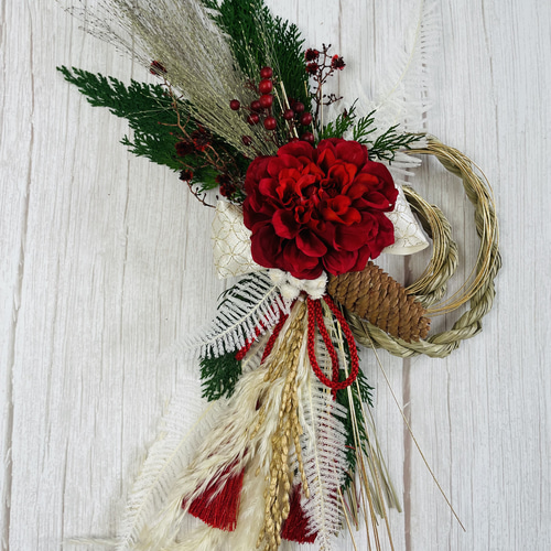 早割]お正月赤のしめ縄飾り しめ縄・しめ飾り Atelier sol daisy 通販