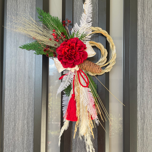 早割]お正月赤のしめ縄飾り しめ縄・しめ飾り Atelier sol daisy 通販