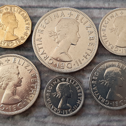 1956年 英国 6種類 コイン セット イギリス 3ペンス 6ペンス シリング