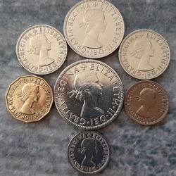 1955年 英国 7種類 コイン セットイギリス 3ペンス 6ペンス シリング フロリン ハーフクラウン ファジング 2枚目の画像