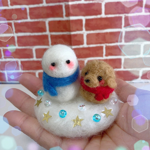 ⛄️❄️雪だるまさんとトイプードルちゃん⛄️❄️ 羊毛