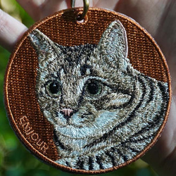 刺繍キーホルダー キーホルダー キジトラ 猫 刺繍 チャーム 母の日 プレゼント ペットトラ猫 とら猫  or-027 6枚目の画像