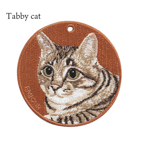 刺繍キーホルダー キーホルダー キジトラ 猫 刺繍 チャーム