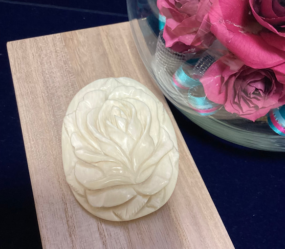 ☆本象牙ブローチ（薔薇彫り）MY-24☆ ブローチ 石橋象牙店 通販