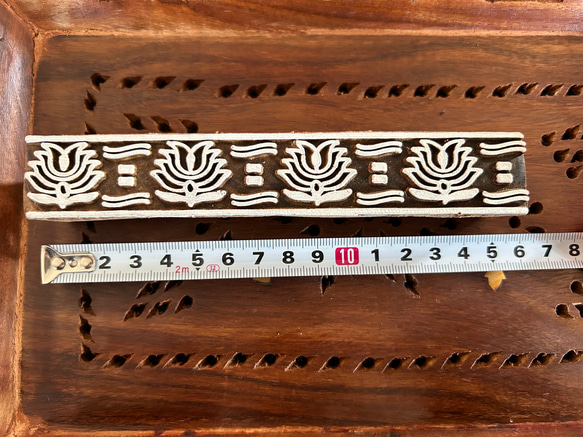 インド 木版 ハンド ブロック スタンプ プリント ボーダー 2枚目の画像