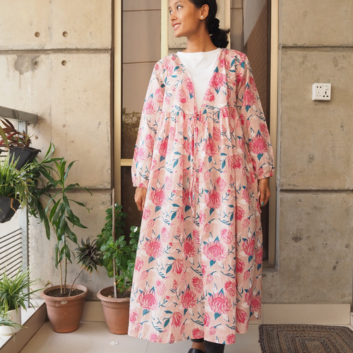 【ヌキテパ】カシュクールロングワンピースワンピース　羽織り　緑　インド製 美品♪ ヌキテパ カシュクールロングワンピース ミントグリーン