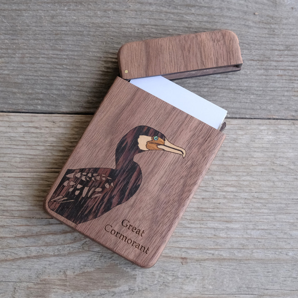 木製名片夾鳥“鸕鶿” 第1張的照片