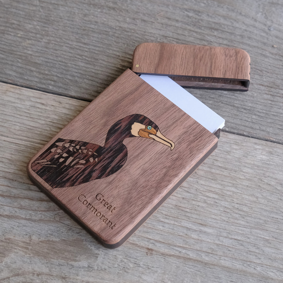 木製名片夾鳥“鸕鶿” 第2張的照片