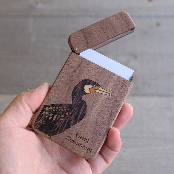 木製名片夾鳥“鸕鶿” 第3張的照片