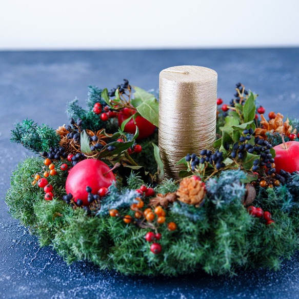 クリスマスリース/キャンドルリース ドライフラワー 藤花_fujihana