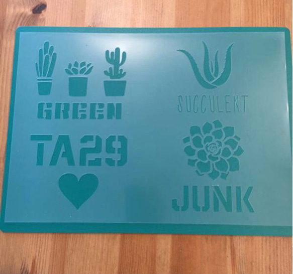 No.58 送料込ステンシルシート 多肉植物 リメ缶 観葉植物 ガーデン 庭  
