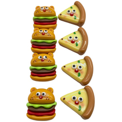 アクリルパーツ デコパーツ ハンバーガー ピザ 同タイプ4個入り ハンドメイド 手芸 材料 pt-2261b 2枚目の画像