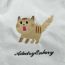 【現品限り】【送料無料】驚き猫のワンポイント刺繍 内ポケット付きトートバッグ 2枚目の画像