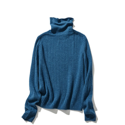 既美觀又實用的高領羊毛針織品 孔雀藍 231112-1 第6張的照片