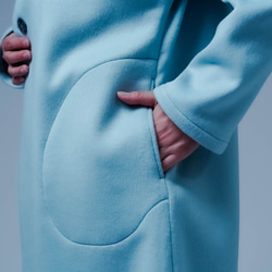 【soco】奢華100%羊毛無領大衣/淺藍色 h022t-lbu3 第17張的照片